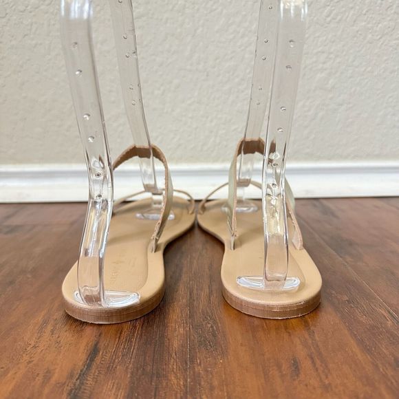 MERCANTI FIORENTINI Gold Leather Two Straps Slip-On Sandals Slides - Picture 6 of 9